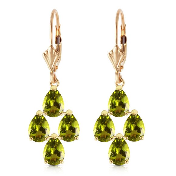 14K. SOLID GOLD LEVERBACK EARRING WITH PERIDOTS - Picture 1 of 5